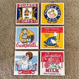 Vintage 1982 Decorative Trivet / Coasters Set